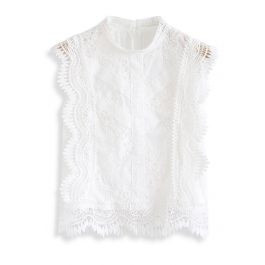 Lace is More Sleeveless Top in White | Chicwish