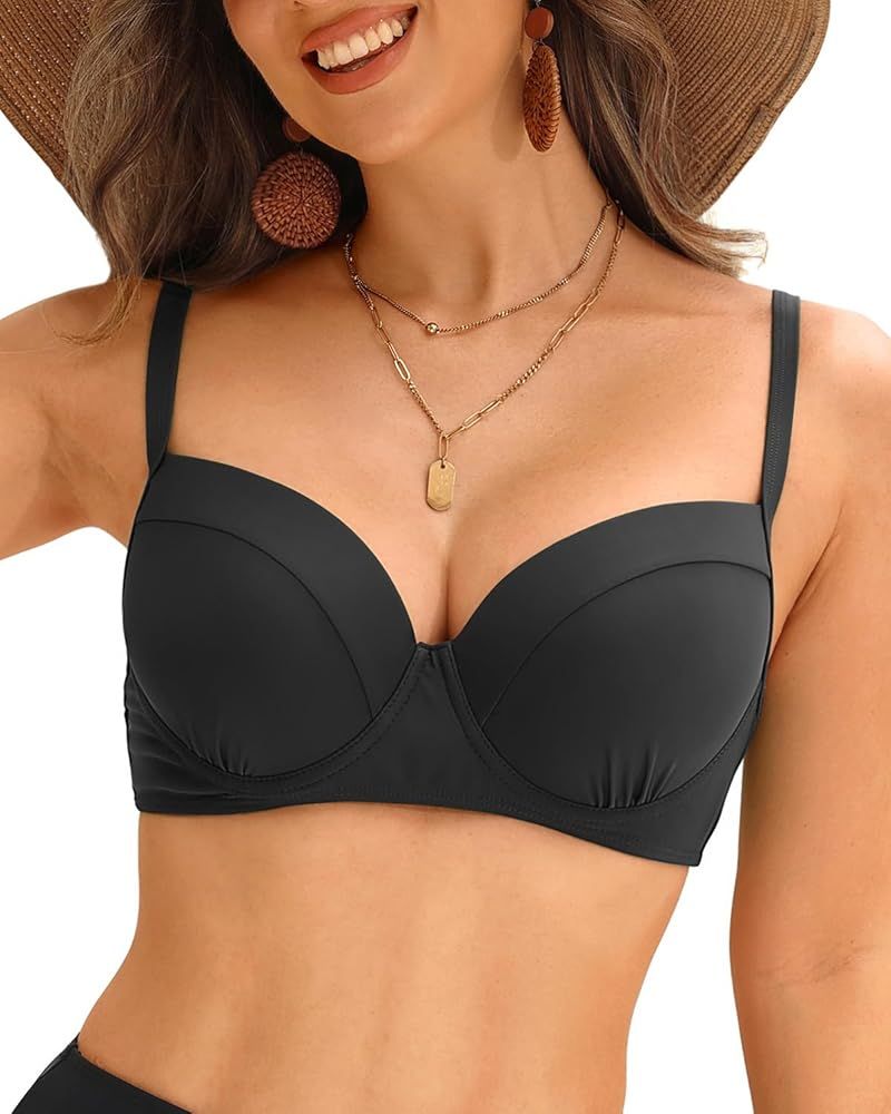 Tempt Me Underwire Push Up Bikini Top - Women Swimsuit Tops Bathing Suit Bra Top Only | Amazon (US)