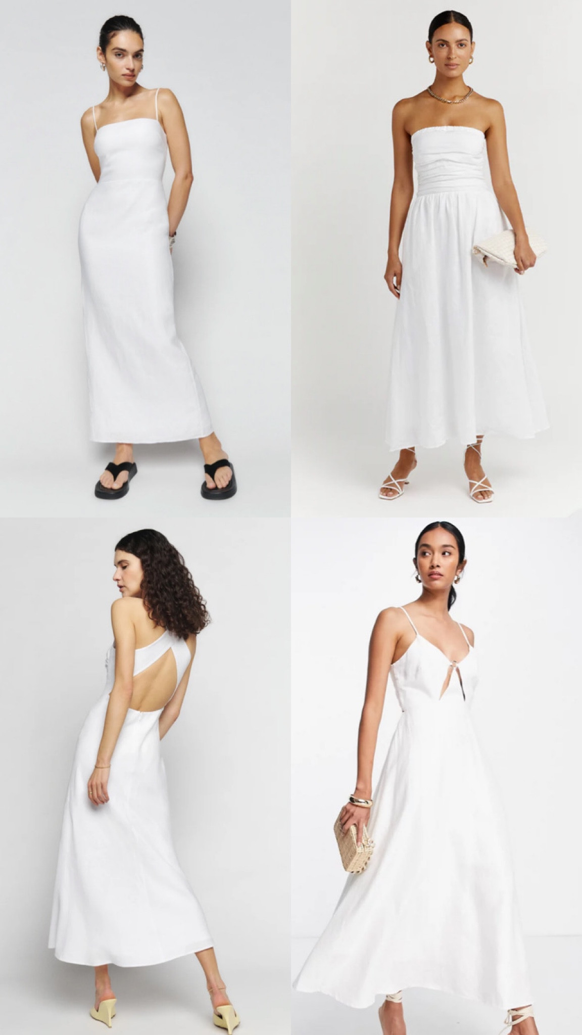 ASOS Edition linen cami midi dress with cut-out detail in white