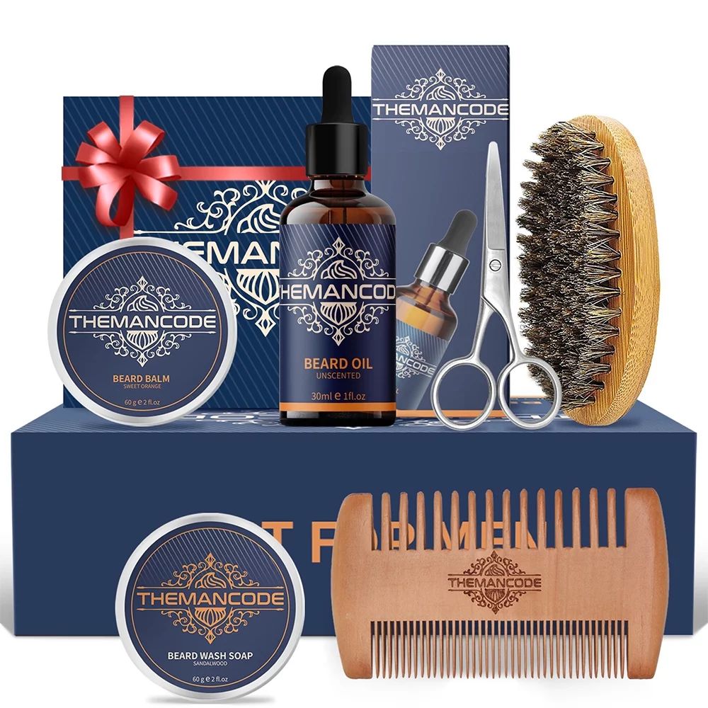 THEMANCODE Beard Grooming & Trimming Kit for Men Care, Beard Oil & Balm, Beard Wash Soap, Mustach... | Walmart (US)