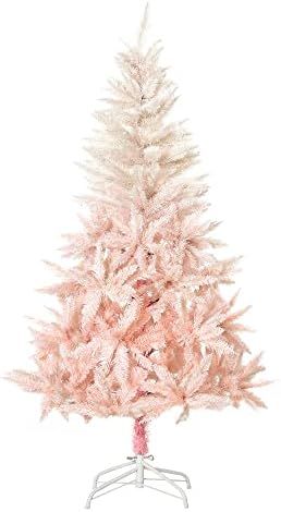 HOMCOM 5ft Unlit Spruce Artificial Christmas Tree with Realistic Branches and 450 Tips, Pink | Amazon (US)