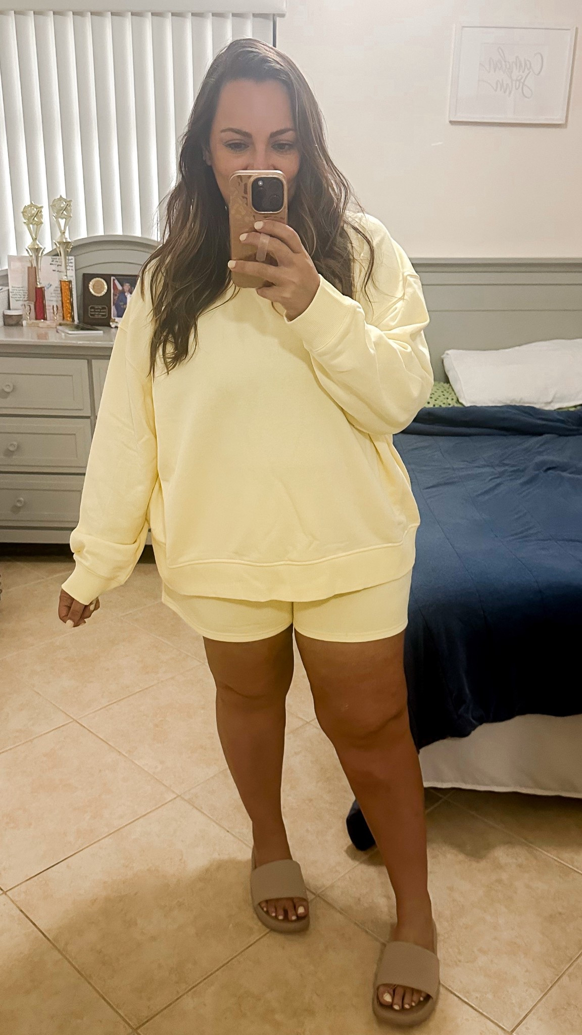 • sweatshirt & shorts - nuuds (code: Erica33002)
**the top runs very big; size down!
• slides - Lululemon 

#LTKootd #LTKMidsize #LTKPlusSize
