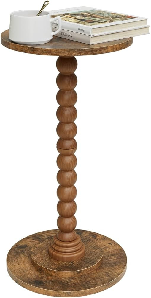 Masupu Round Side Table, Small End Table for Small Spaces, Pedestal Drink Table with Solid Wood L... | Amazon (US)