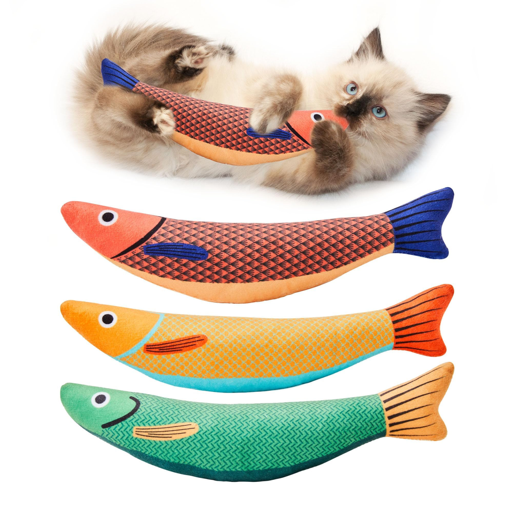 Potaroma Cat Toys Saury Fish, 3 Pack, Catnip Crinkle Sound, Soft and Durable, Interactive Kitten ... | Amazon (US)