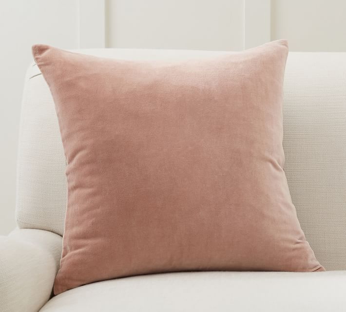 Velvet Linen Pillow Cover, 20 x 20", Pink Sand | Pottery Barn (US)