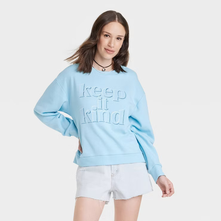 Women's Keep It Kind Graphic Sweatshirt - Blue | Target