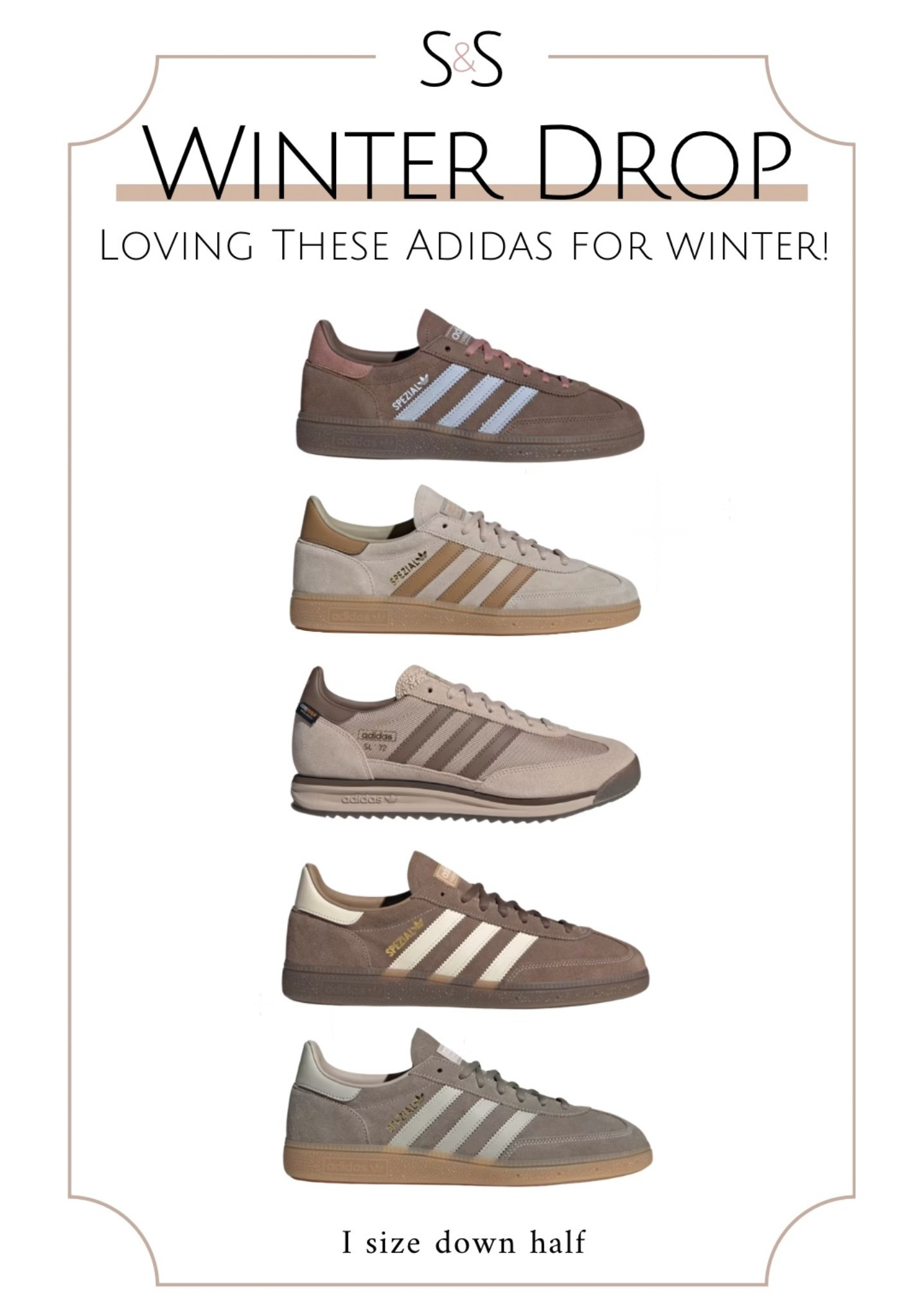 New Adidas drop! These are so good, I’m shaking!

Adidas sneakers, winter sneakers, neutral sneakers, women’s winter outfits, casual winter style, Adidas spezial, Adidas SL72, winter fashion finds, everyday sneakers, neutral outfit ideas

#LTKmomlife #LTKOver40 #LTKGiftGuide