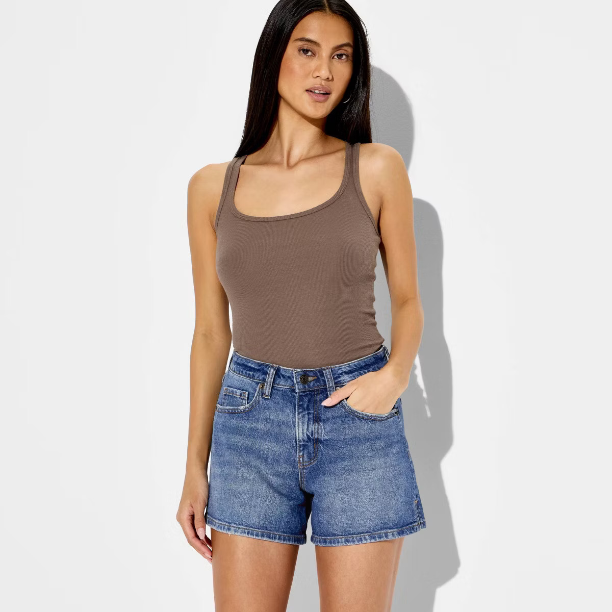 Women's Mid-Rise Midi Curvy Denim Shorts - Wild Fable™ | Target