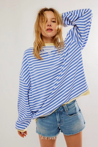 Classic Striped Oversized Crewneck | Free People (Global - UK&FR Excluded)