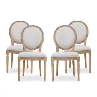 Noble House Phinnaeus Beige Fabric Upholstered Dining Chair (Set of 4) 82919 - The Home Depot | The Home Depot
