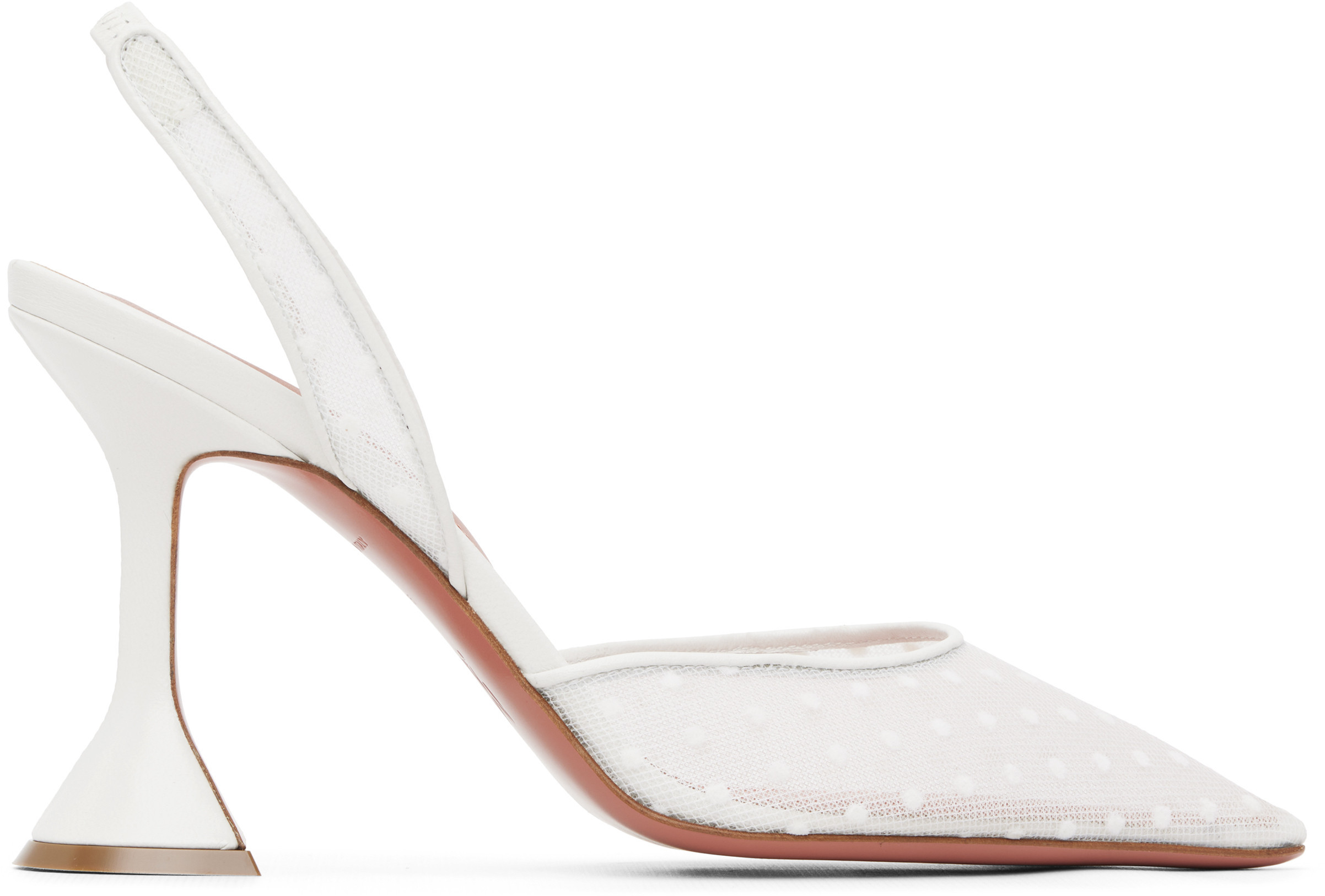 Amina Muaddi White Holli 95 Lace Sling Heels | SSENSE