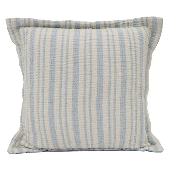 Better Homes & Gardens 20" x 20" Blue Gauze Summer Stripe Decorative Throw Pillow | Walmart (US)