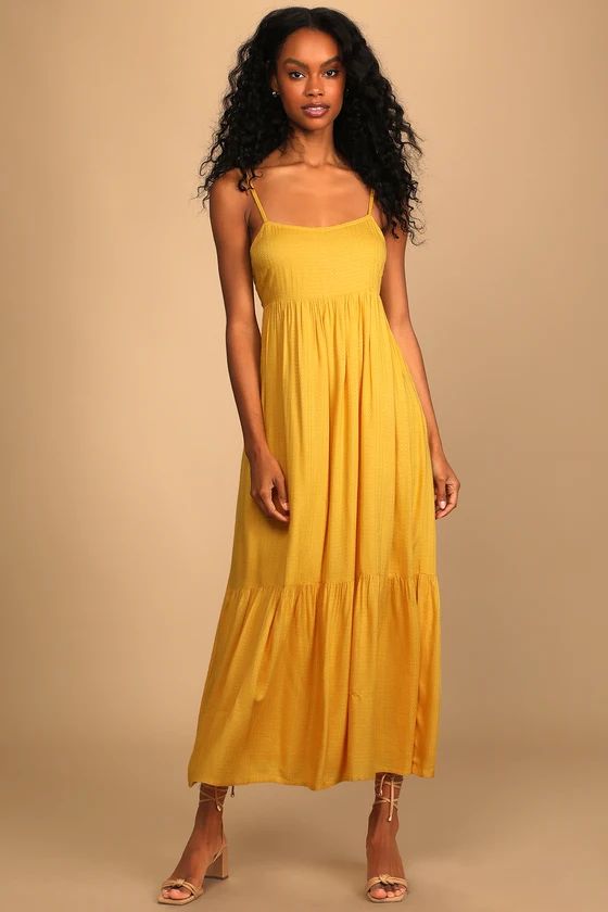 Sunshine Love Mustard Yellow Tiered Maxi Dress | Lulus (US)
