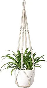 Mkono Macrame Plant Hanger Indoor Hanging Planter Basket with Wood Beads Decorative Flower Pot Ho... | Amazon (US)