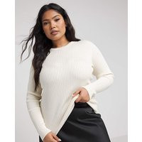 Cream Long Sleeve Rib Crew Neck Jumper | Simply Be (UK)