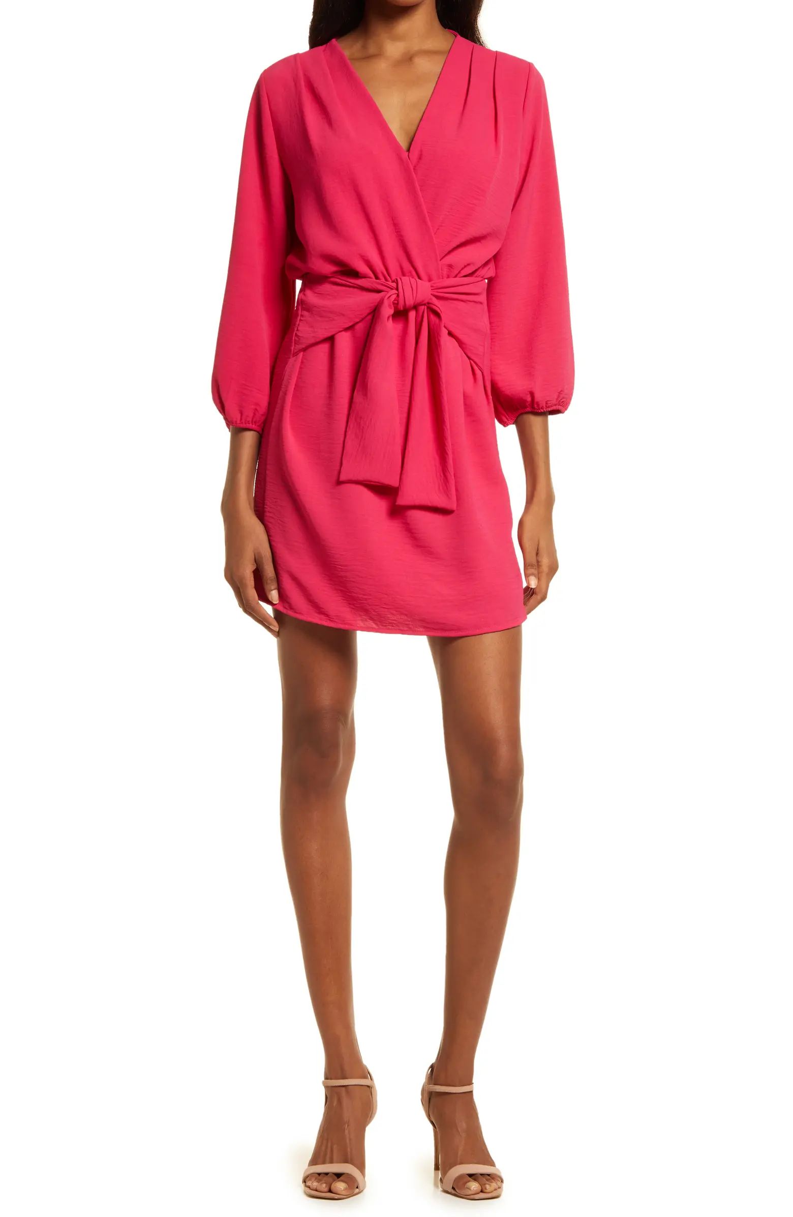 Fraiche by J Long Sleeve Tie Front Dress | Nordstrom | Nordstrom