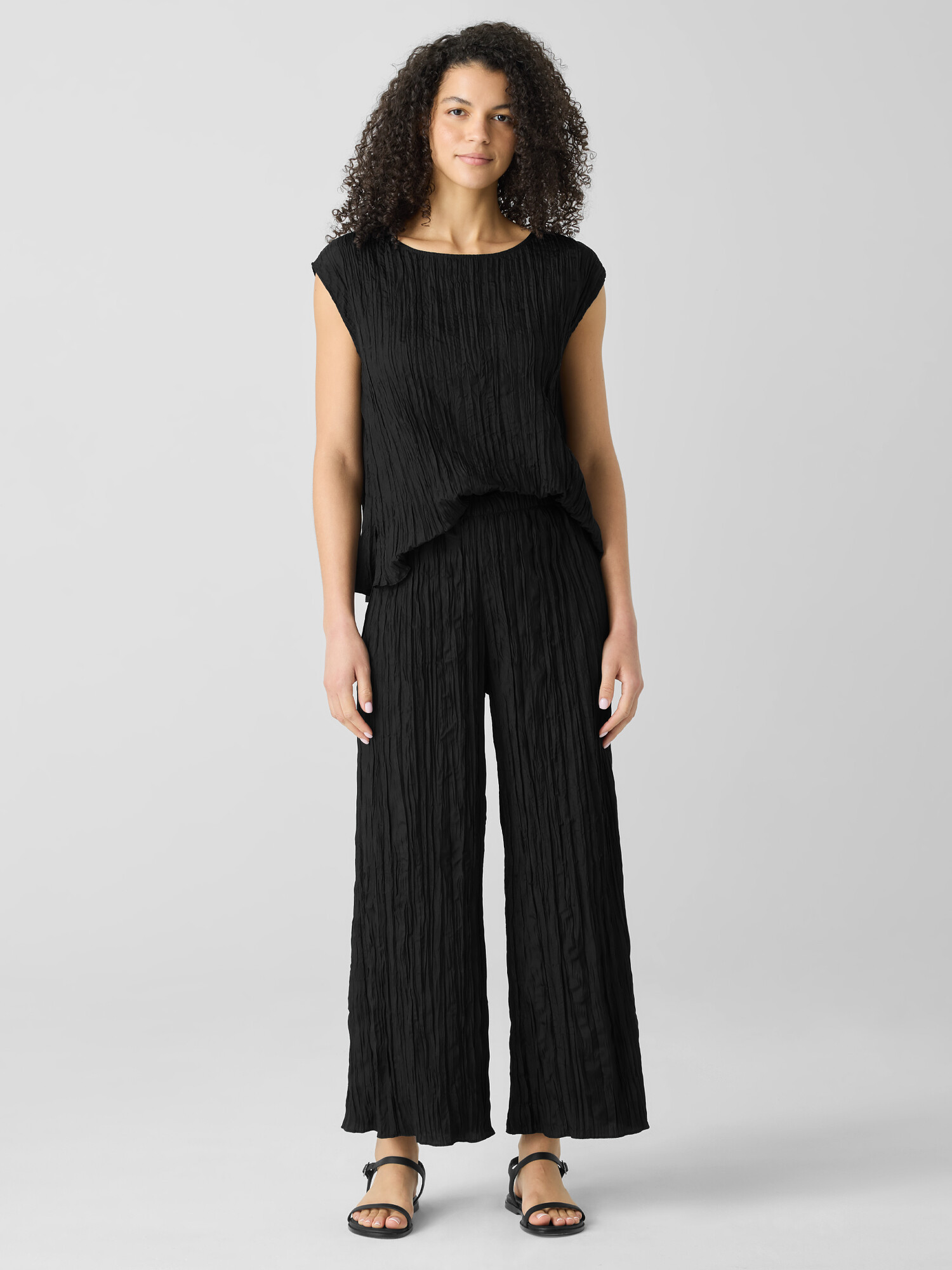 Crushed Silk Wide-Leg Pant | Eileen Fisher