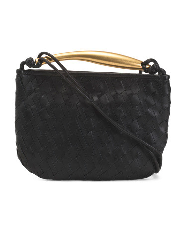 Leather Hazel Small Hand Woven Hobo With Wrapped Handle And Strap For Women | TJ Maxx