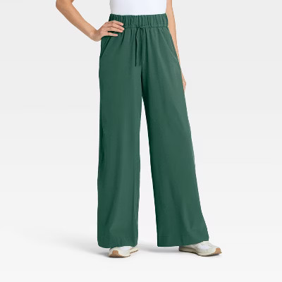 Women's Active Light High-Rise Wide Leg Pants - All In Motion™ Dark Green XL | Target