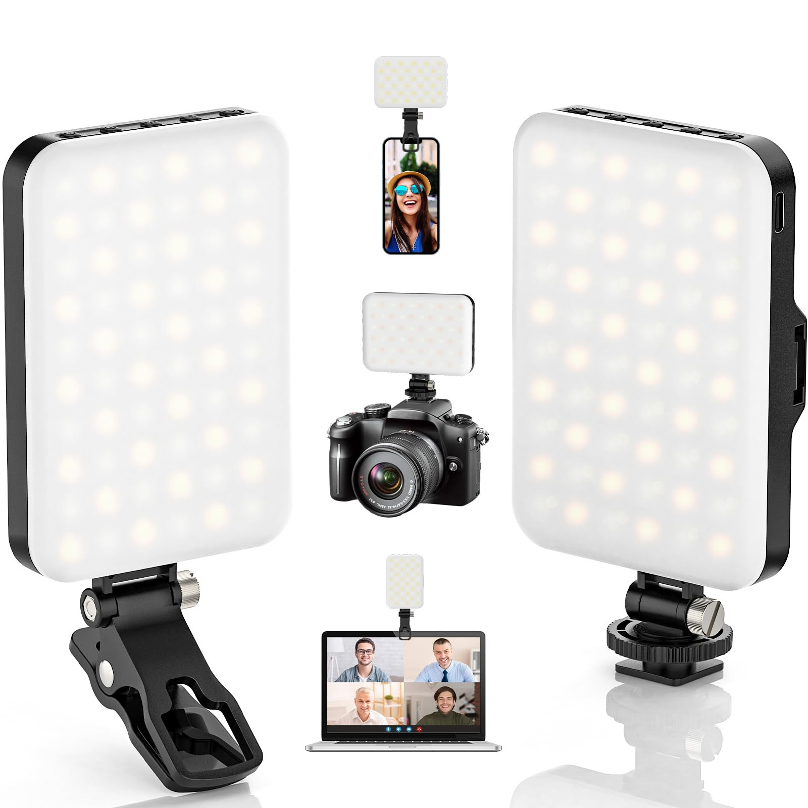 ALTSON 2-Pack 60 LED Selfie Light Portable Clip for Phone Fill Light Rechargeable 2200mAh Clip on... | Amazon (US)