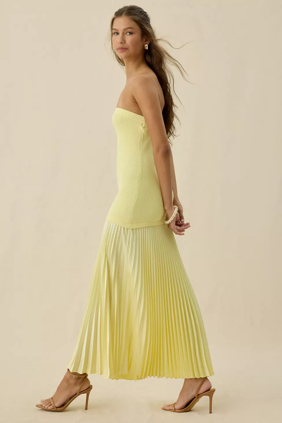 ASTR The Label Selune Mixed Media Strapless Maxi Dress | Urban Outfitters (US and RoW)