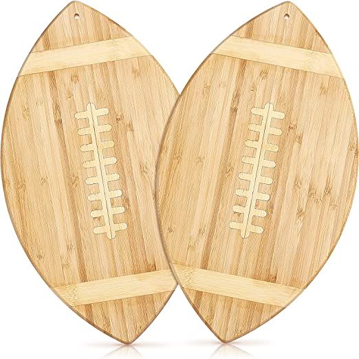 2 Pieces Bamboo Football Shaped Serving and Cutting Board 15 Inch Touchdown Football Cutting Boar... | Amazon (US)