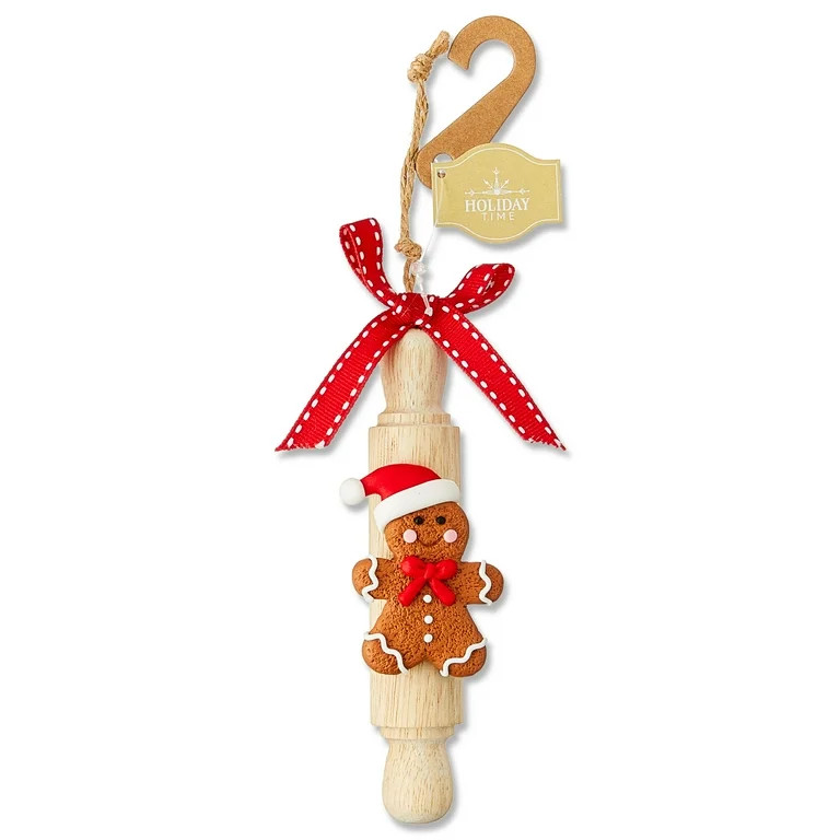 Multicolor Clay Dough and Wood Gingerbread Man and Rolling Pin Christmas Ornament, 5.25", by Holi... | Walmart (US)