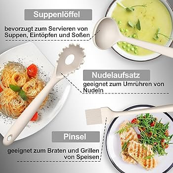 Küchenhelfer Set, 12-teiliges Silikon Kochutensilien Kochbesteck Set, Hitzebeständiger Kochgesc... | Amazon (DE)