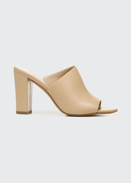 Vince Hanna Leather Block-Heel Mules | Bergdorf Goodman