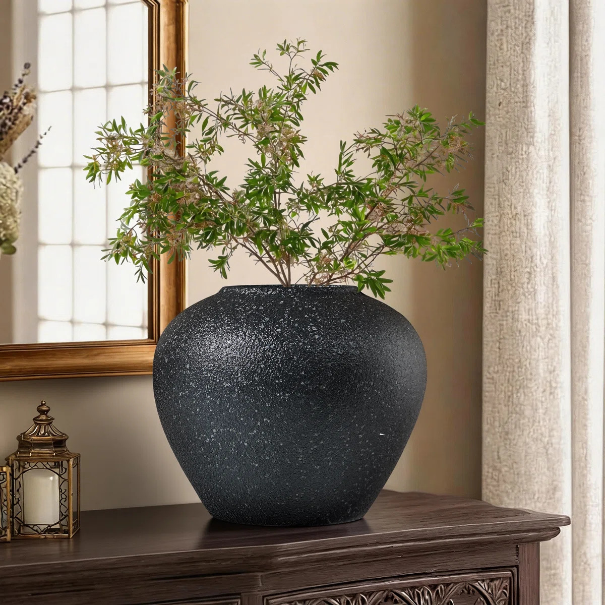 Handmade Ceramic Table Vase, Granular Texture & Matte Finish Ceramic Vase with Mottled Glaze, Sim... | Wayfair North America