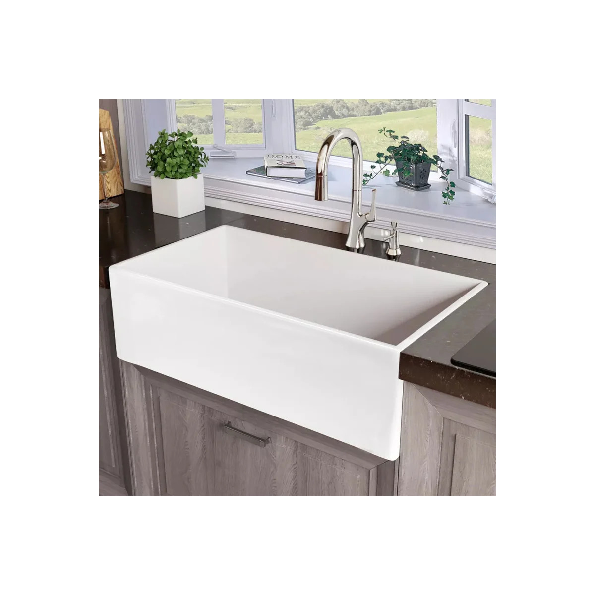Inferno 33" Single Basin Farmhouse Fireclay Kitchen Sink | Build.com, Inc.