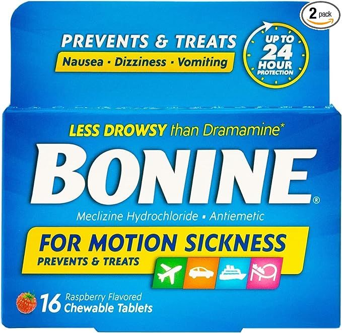 Bonine Raspberry Chewable Tablets for Motion Sickness, 16 (2 Pack), 16 Count (Pack of 2) | Amazon (US)
