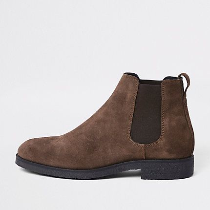 Mens Brown suede chelsea boots | River Island (UK & IE)