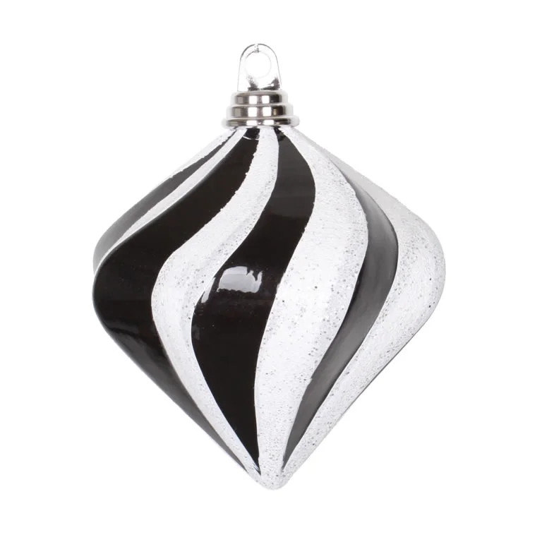 Vickerman 6'' Black and White Candy/Glitter Swirl Diamond Christmas Ornament - Walmart.com | Walmart (US)