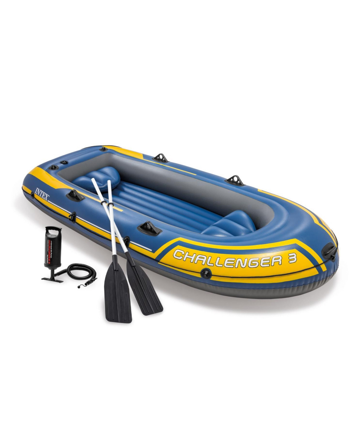 Intex 68370EP Challenger 3 Inflatable Raft Boat Set With Pump And Oars, Blue | Macy's