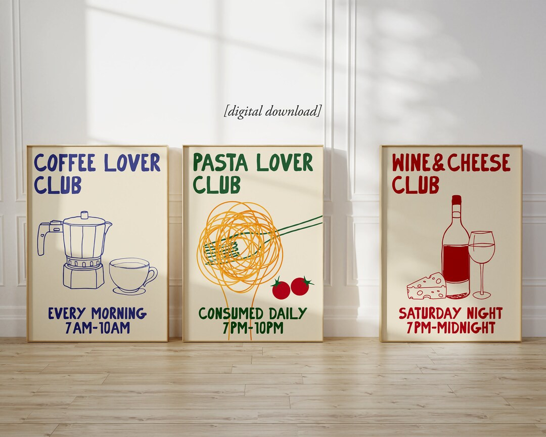 Hand Drawn Kitchen Print Set of 3 Moka Pot Coffee Print - Etsy | Etsy (US)