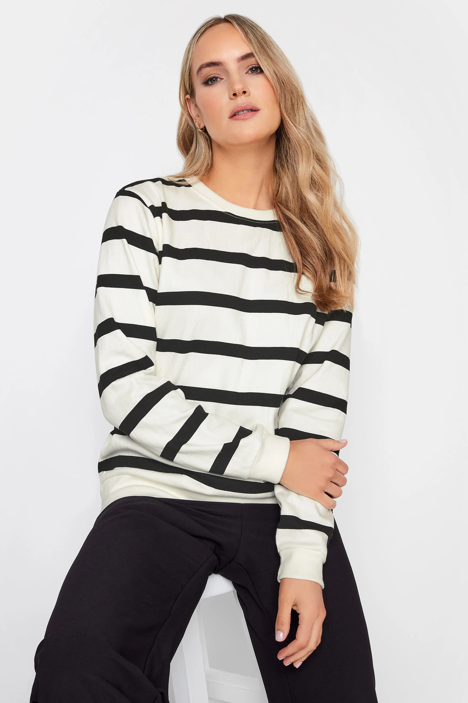 LTS Tall Ivory White Stripe Sweatshirt | Long Tall Sally