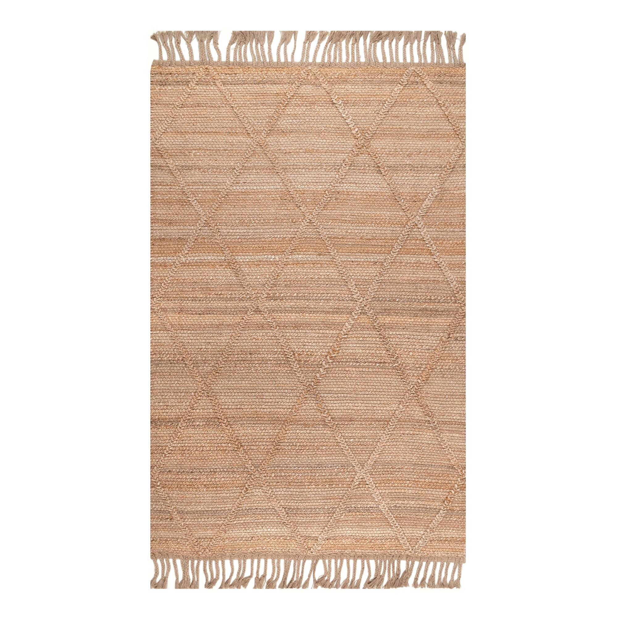 Natural Geometric Braided Jute Area Rug - 4Ftx6Ft by World Market | World Market