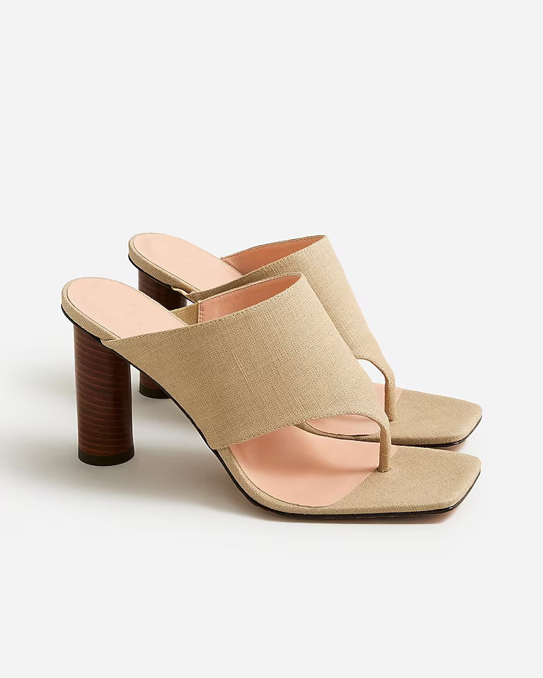 Rounded-heel thong sandals in linen | J. Crew US