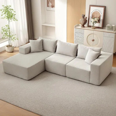 108" Soft Modular Cloud Sectional Sofa with Cozy Boneless L-Shaped Couch Bed & Chaise, No Assembly for Living Room, | Wayfair North America