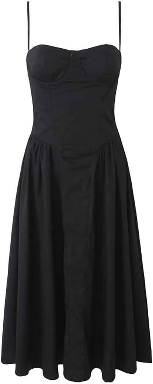 Womens Summer Dresses for Vacation Solid Color Vintage Maxi Dress Spaghetti Strap Low Waist Party... | Amazon (US)