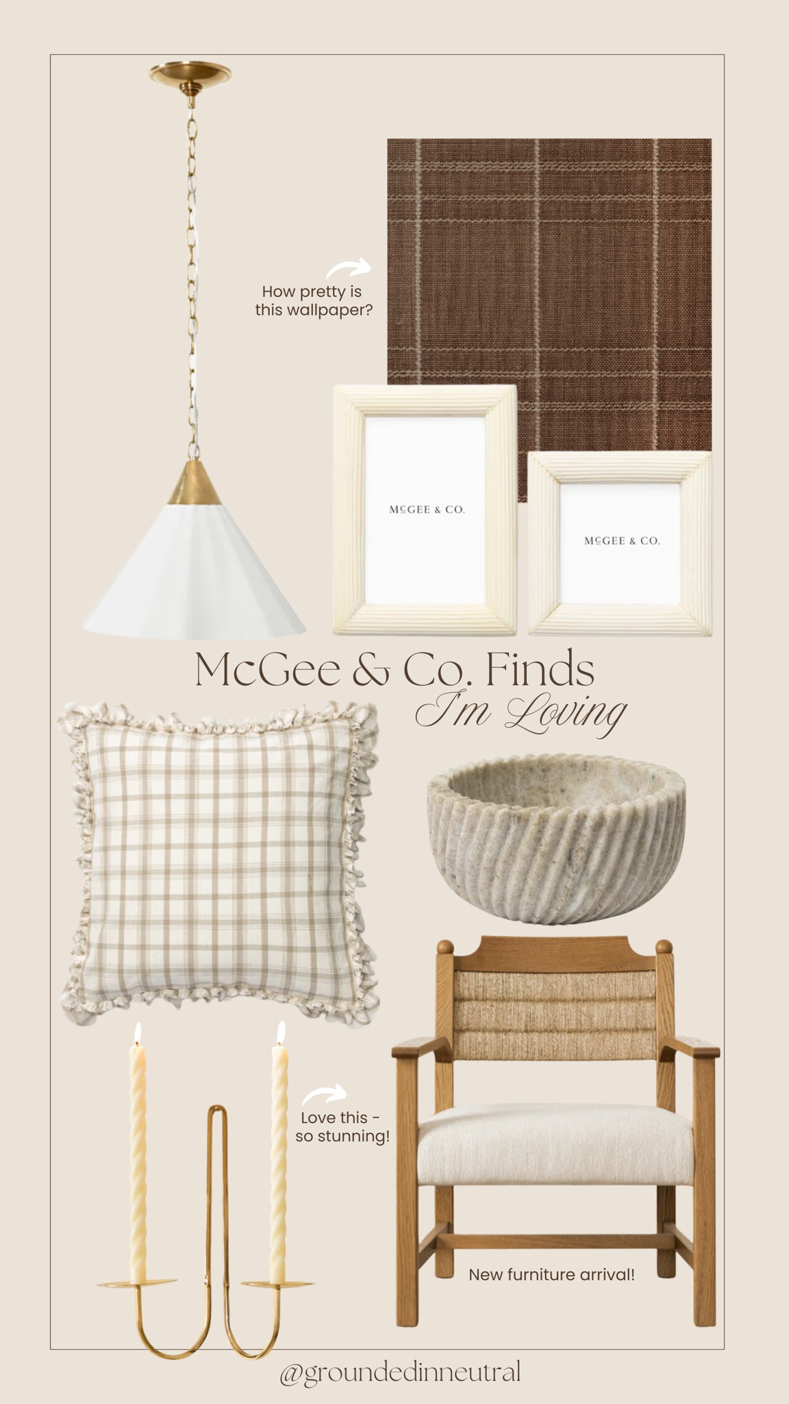 McGee & Co. finds I’m absolutely loving lately. How pretty is this brown wallpaper? 🤩

Wallpaper, pillow, chair, picture frames, brass candle holder, light fixture 

#LTKHome #LTKStyleTip