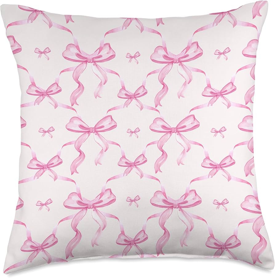 Aesthetic Pattern Co Aesthetic Pink Ribbons and Bows in Watercolor Throw Pillow, 18x18, Multicolo... | Amazon (US)
