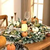 Lyacmy 22 Inch Fall Wreaths for Front Door, Farmhouse Autumn Wreath with Bow Pumpkin Decorations ... | Walmart (US)