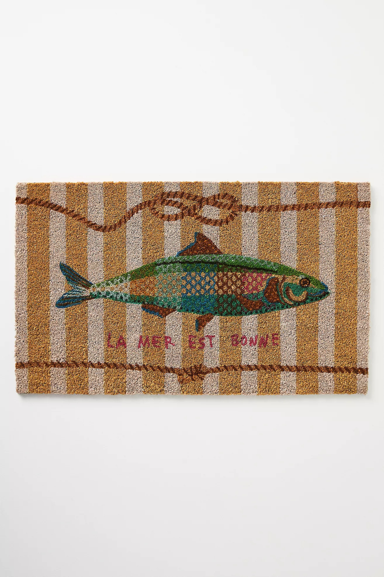 Nathalie Lete Striped Fish Printed Coir Doormat | Anthropologie (US)
