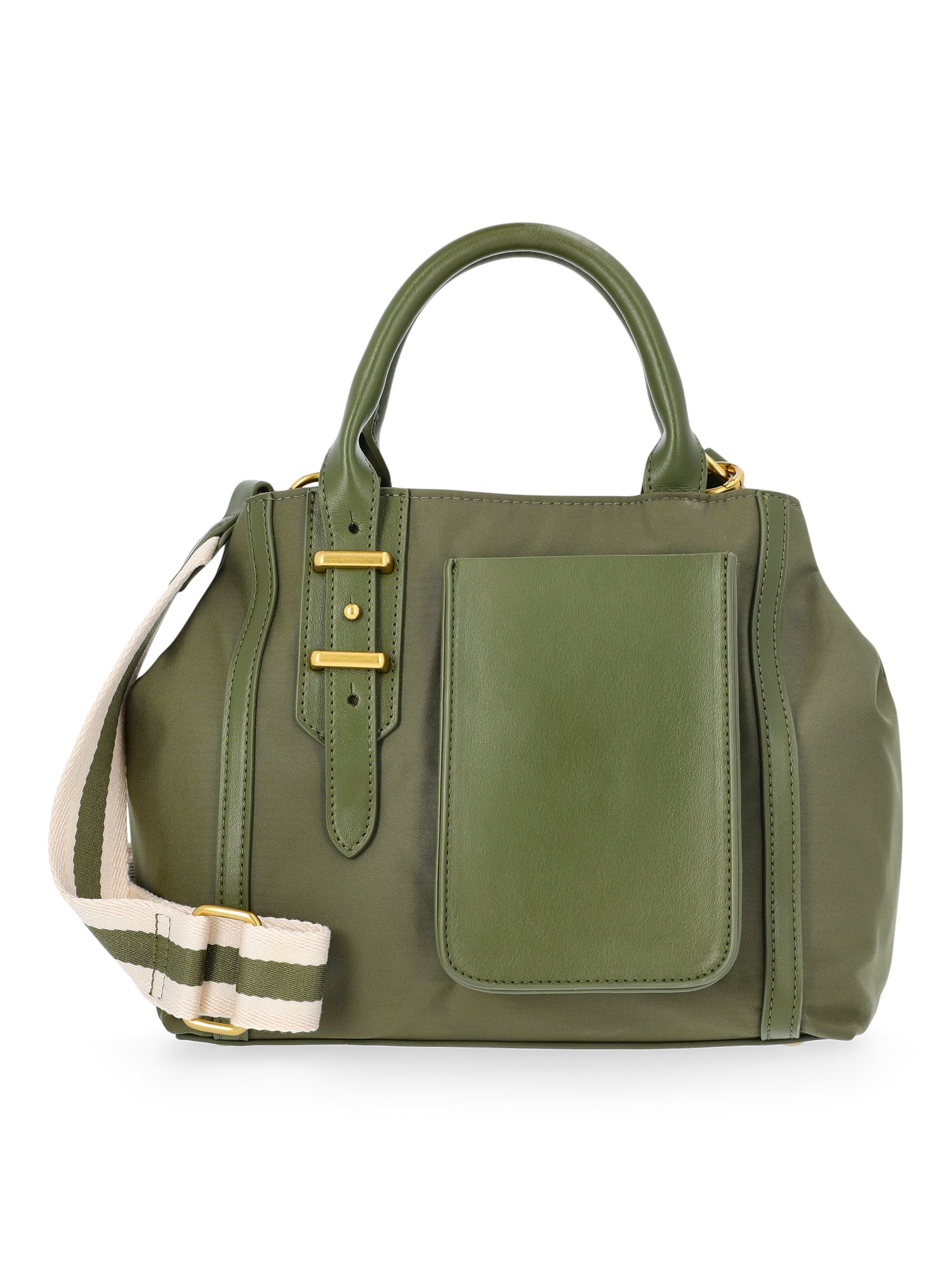 Free Assembly Women's Mixed Media Satchel, Army Green | Walmart (US)