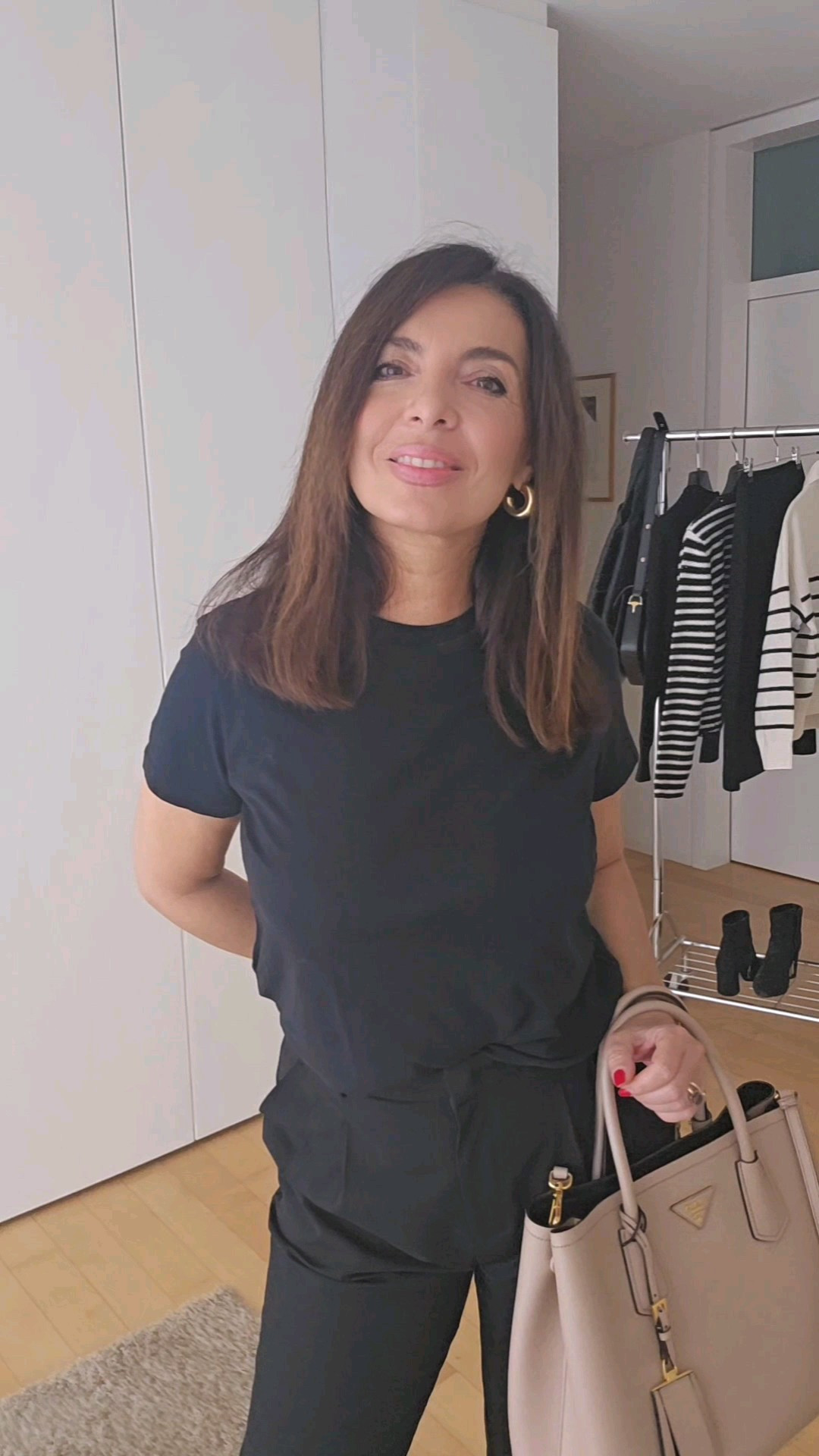 Easy smart casual total black outfit with my Prada bag #minimalistoutfit #over50fashing 

#LTKautumn #LTKover50style #LTKworkwear