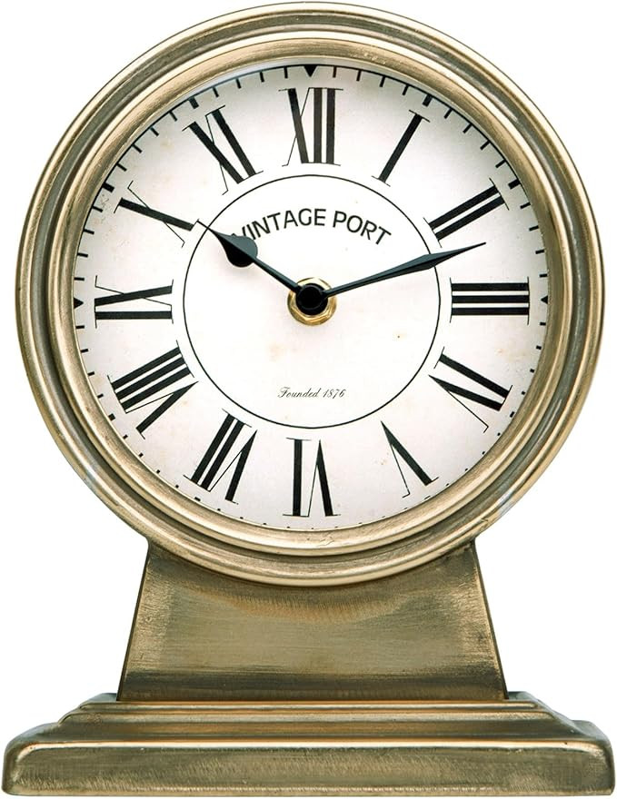 NIKKY HOME Vintage Gold Mantle Clock, Silent Non-Ticking Battery Operated Rustic Table Desk Shelf... | Amazon (US)