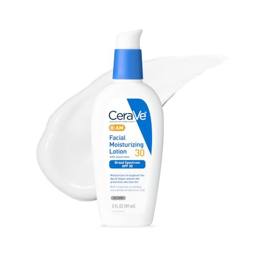 CeraVe AM Oil Face Moisturizer Lotion, Sunscreen for Face, SPF 30, 3oz | Amazon (US)