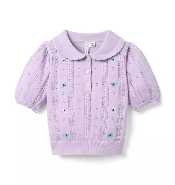 Embroidered Pointelle Sweater Top | Janie and Jack